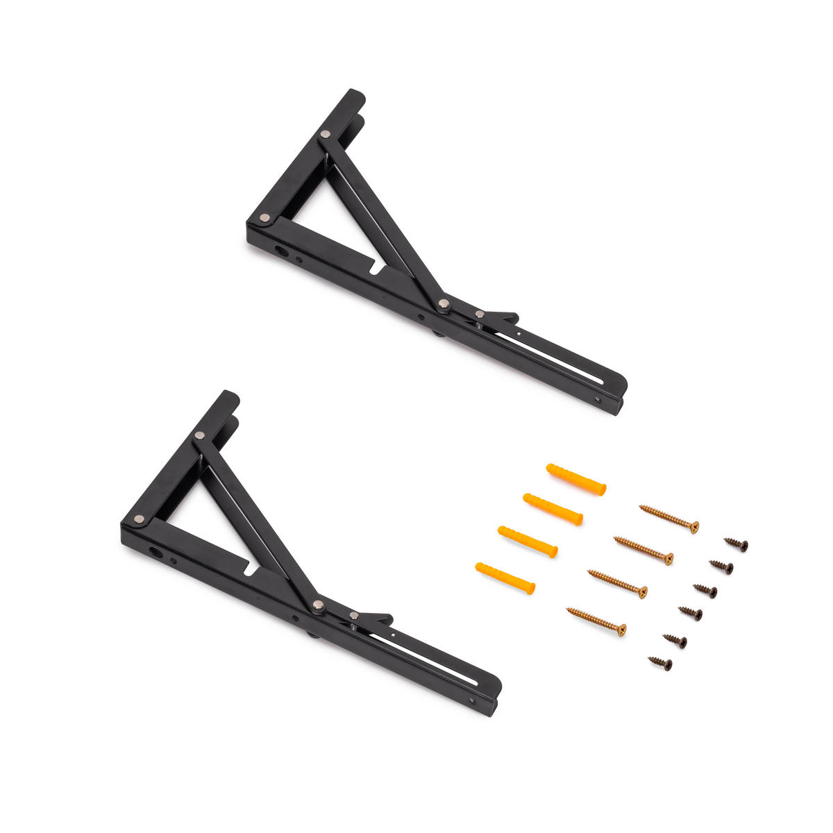 STÜTZEN Klappbarer, Länge 303mm, Stahl, Schwarz lackiert - Schwarz, Metall (7.5/4/36.5cm) - EMUCA