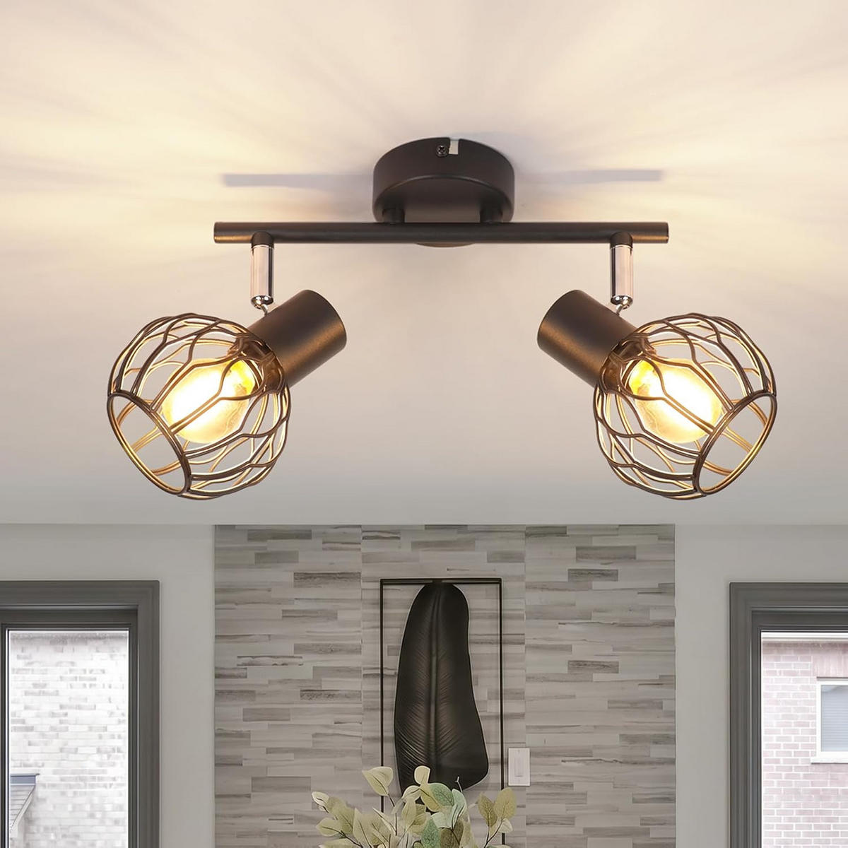 DECKENSTRAHLER Fields 2-flammig 25/10/18 cm - Schwarz, Metall (25/10/18cm) - Nettlife