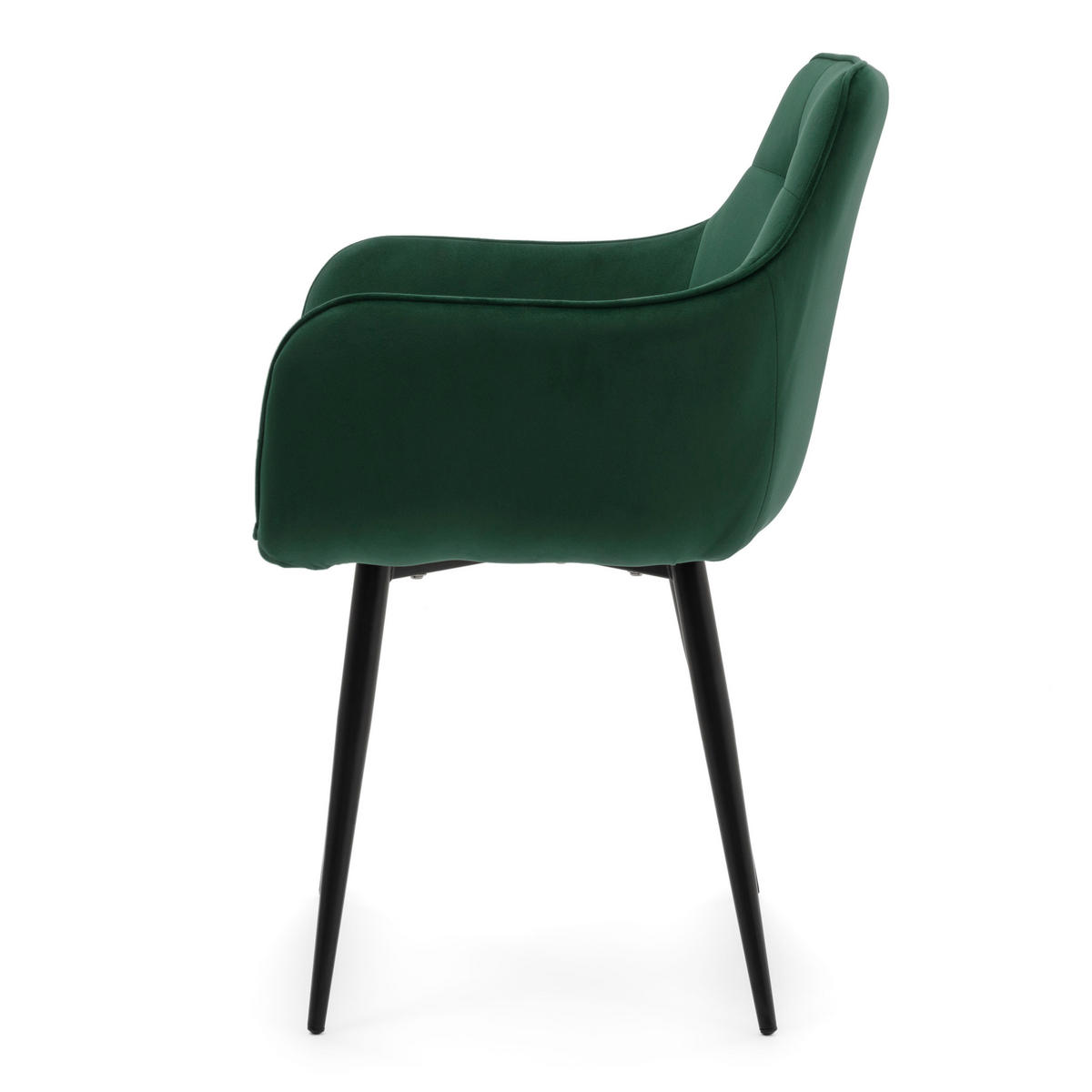 STUHL GALLO gespolstert mit Steppung - grün - Samt Velours - Schwarz/Grün, Textil/Metall (58/88/58cm) - NEW HOME