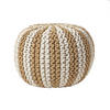 STRICKPOUF rund, beige-creme gestreift, 40/40/35 cm - Beige, Textil (40/35/40cm) - Homescapes