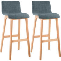 BARHOCKER 2er Set Tenar Stoff Blau Braun - Blau, Textil (41/102/46cm) - DELUKE