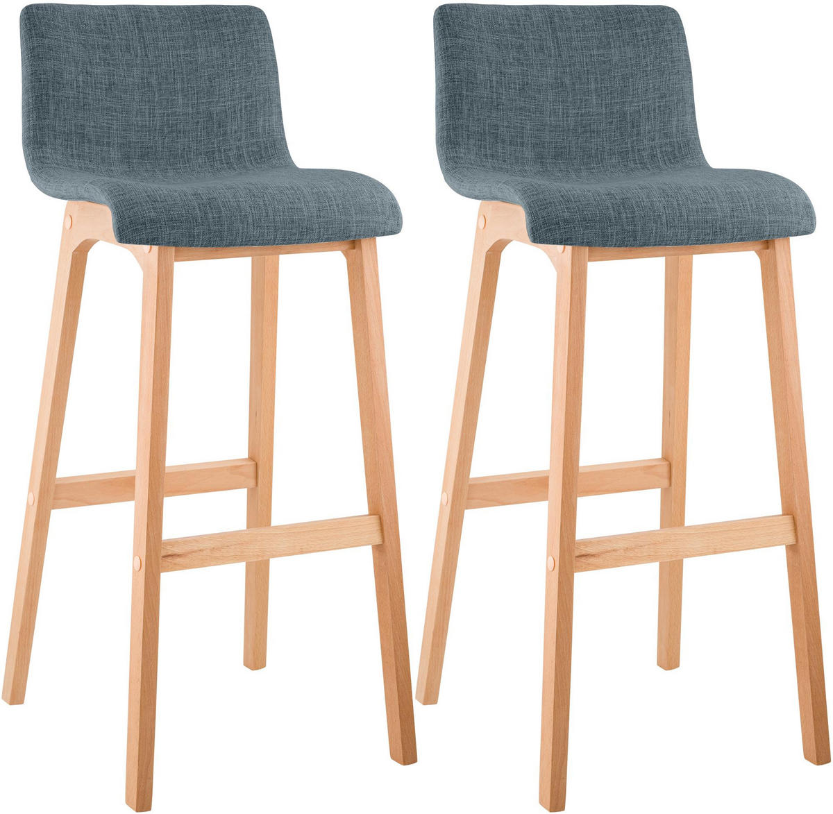 BARHOCKER 2er Set Tenar Stoff Blau Braun - Blau, Textil (41/102/46cm) - DELUKE