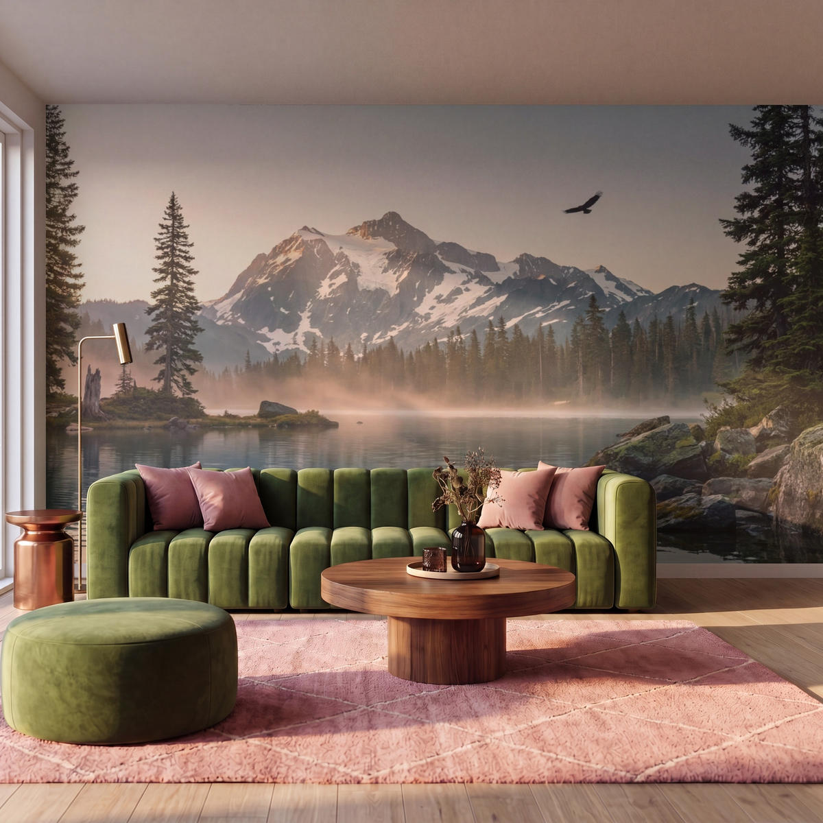 TAPETE - Berge - Wasser - Bäume - 400x240 cm - Multicolor, Papier (400/240cm) - OnlyWow