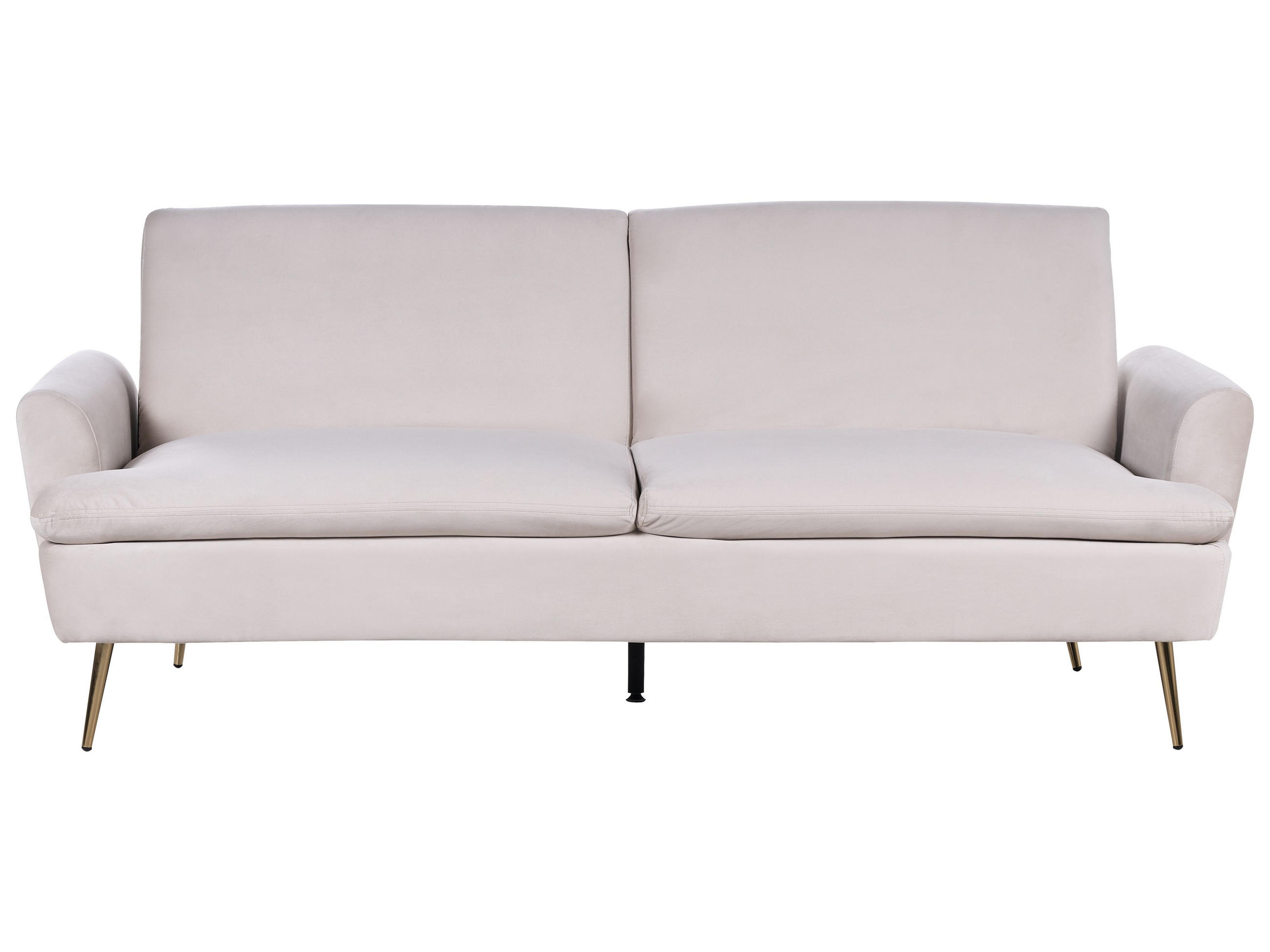 3-SITZER-SCHLAFSOFA Samtstoff Beige Vettre - Beige/Goldfarben, Textil (210/88/84cm) - Beliani