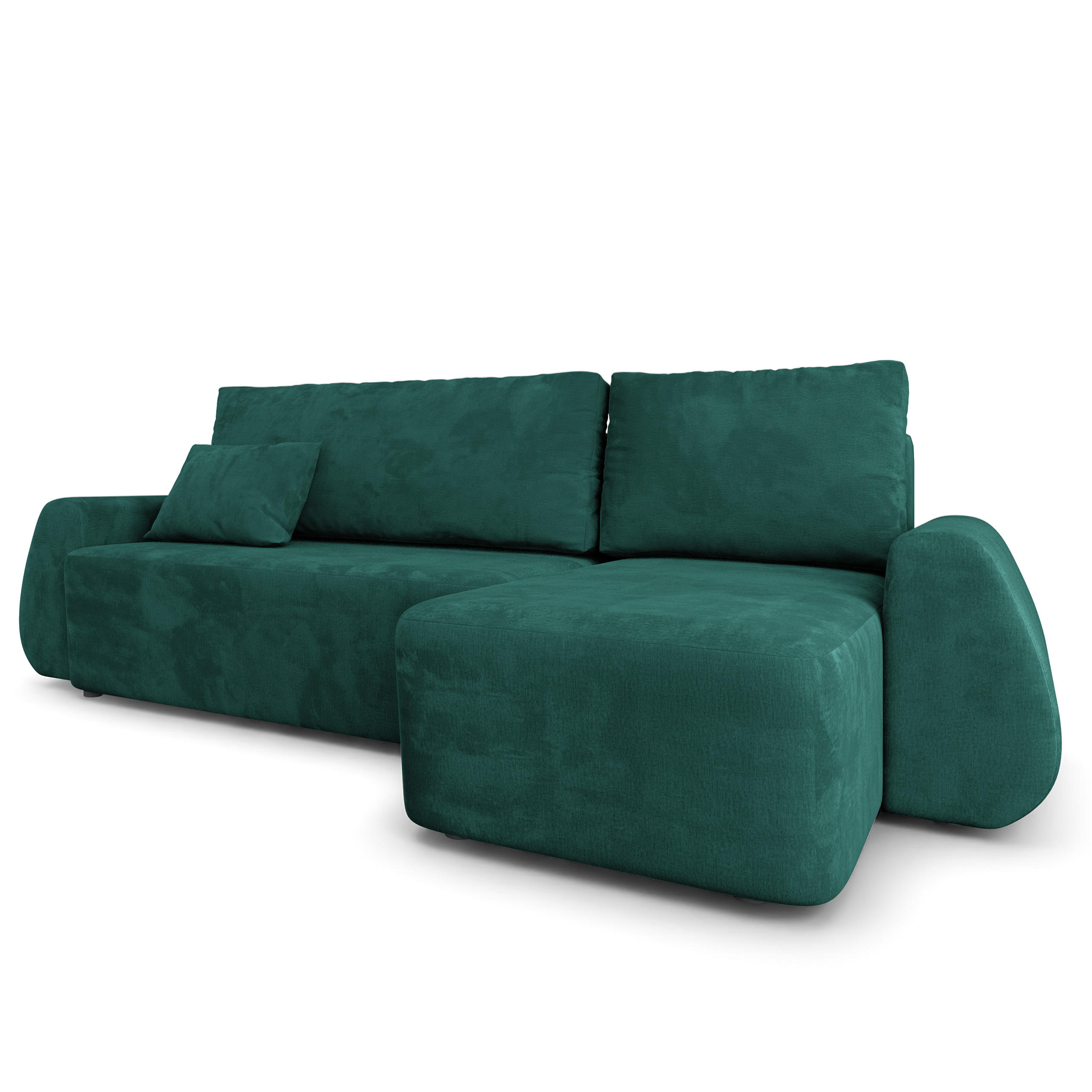 ECKSOFA GALVIS Grün Velours-Stoff mit Schlaffunktion - Grün, Holz (256/156cm) - MASSENO