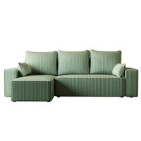 ECKSOFA Tobi mit Bettkasten und Schlaffunktion, L-Form/XL-Form, Cordstoff, Universal - Mintgrün, Holzwerkstoff (246/145cm) - 4ALL HOME