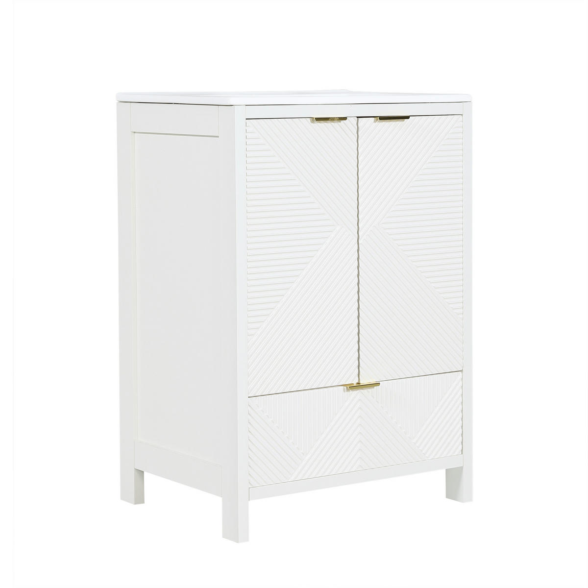 BAD-WASCHTISCHUNTERSCHRANK Weiß mit Keramikbecken - Weiß, Holzwerkstoff (61/87/47cm) - Urban Meuble