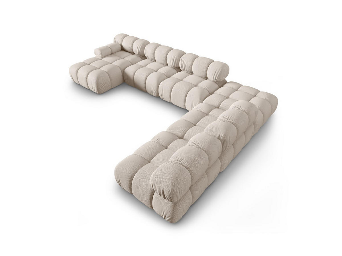 PANORAMASOFA modular rechts Bellis aus 3D-Stoff leichtes beige 7 Sitzplätze - Creme, Textil (282/70/376cm) - Micadoni