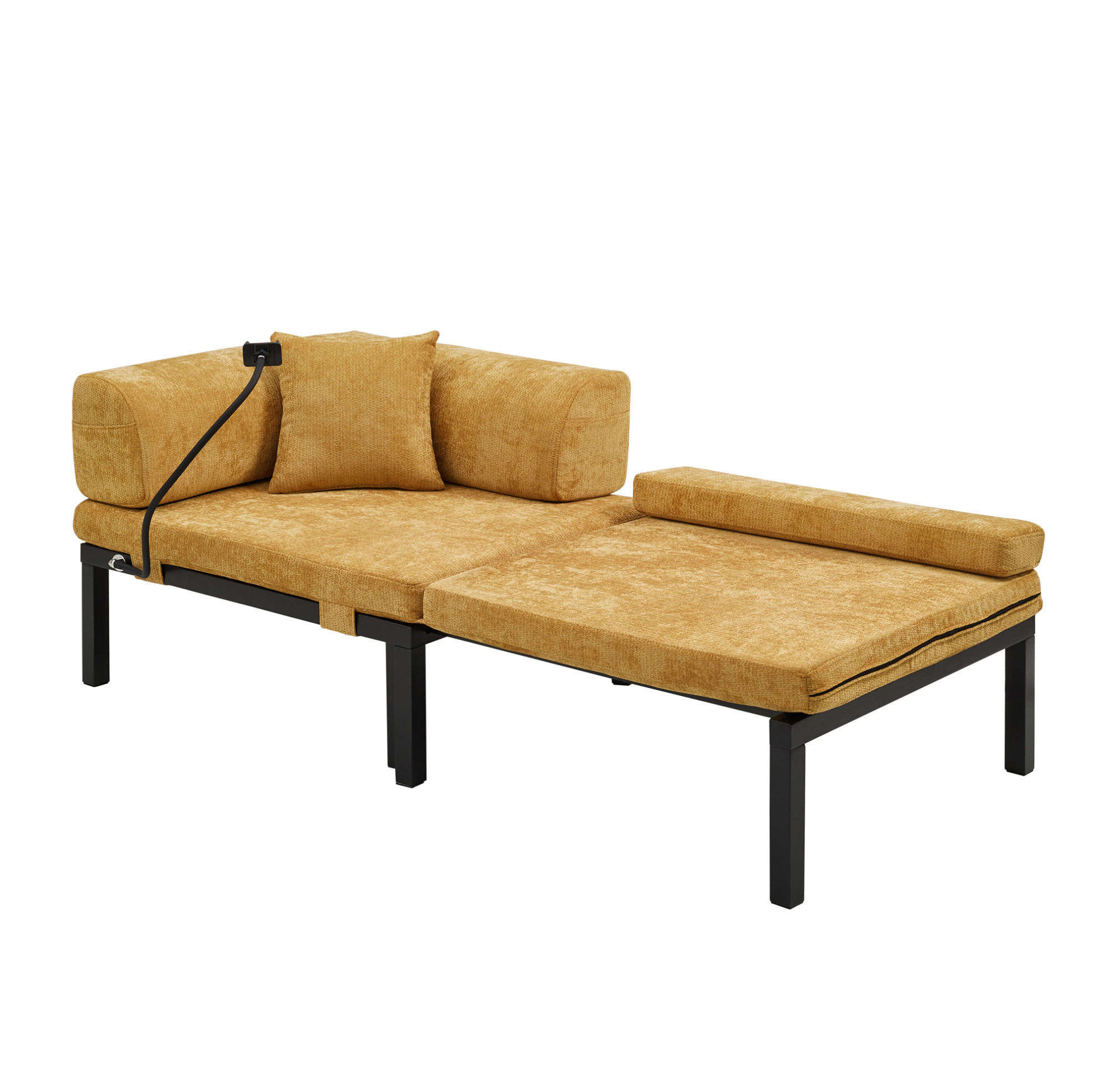 SCHLAFSOFA mit ausziehbarer Einzelliegefunktion und platzsparendem Design, Gelb - Gelb, Textil (176/64/81cm) - Redom