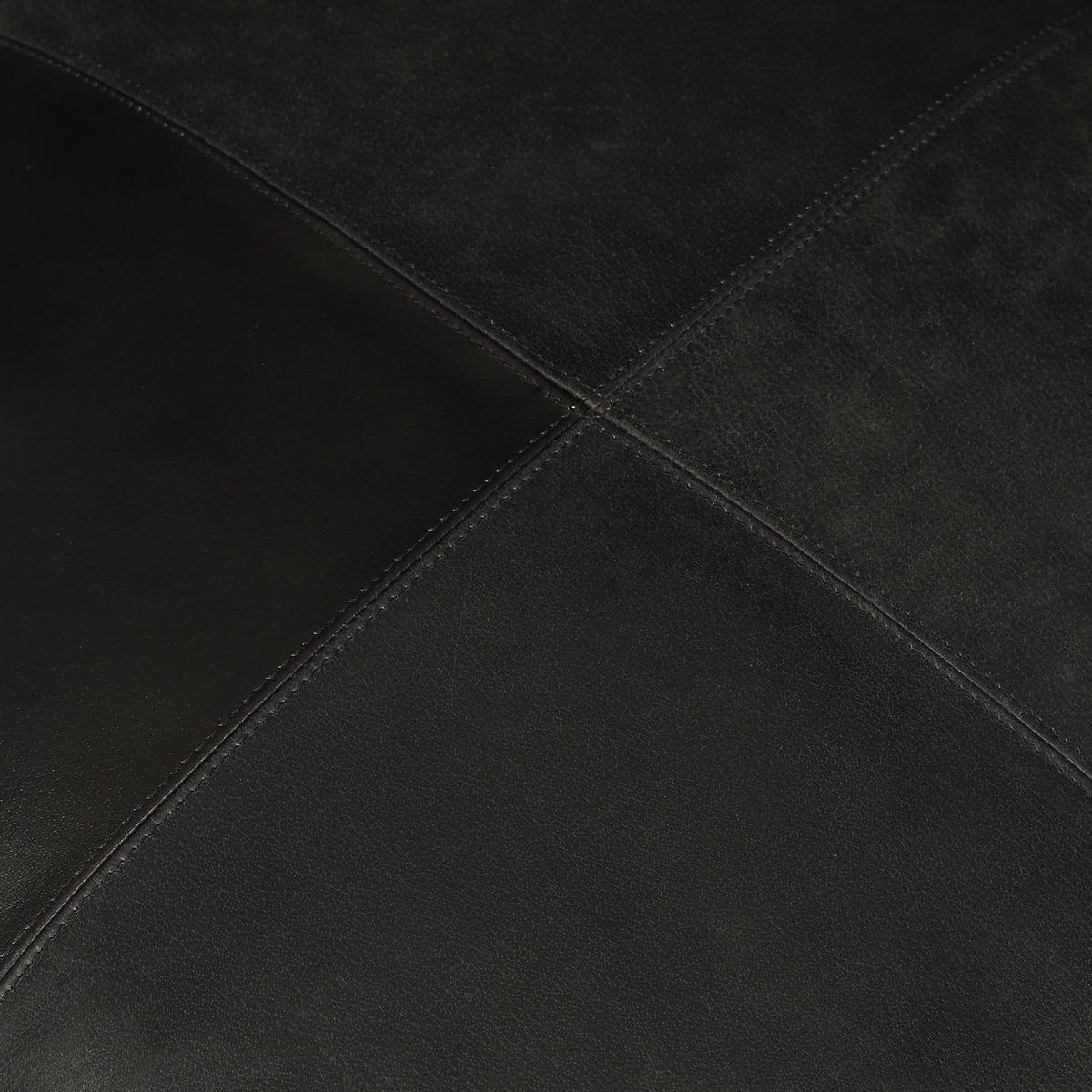 POUF 50/50/45 cm Echtleder Schwarz - Schwarz, Leder (50/45/50cm) - Furnhouse