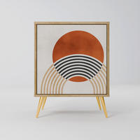 SIDEBOARD SPACE AROUND, Eichefarben, 57,5x42x75,5 cm, Goldfarbene Metallfüße - Eichefarben/Goldfarben, Holzwerkstoff/Metall (57.5/75.5/42cm) - SpaceRebels