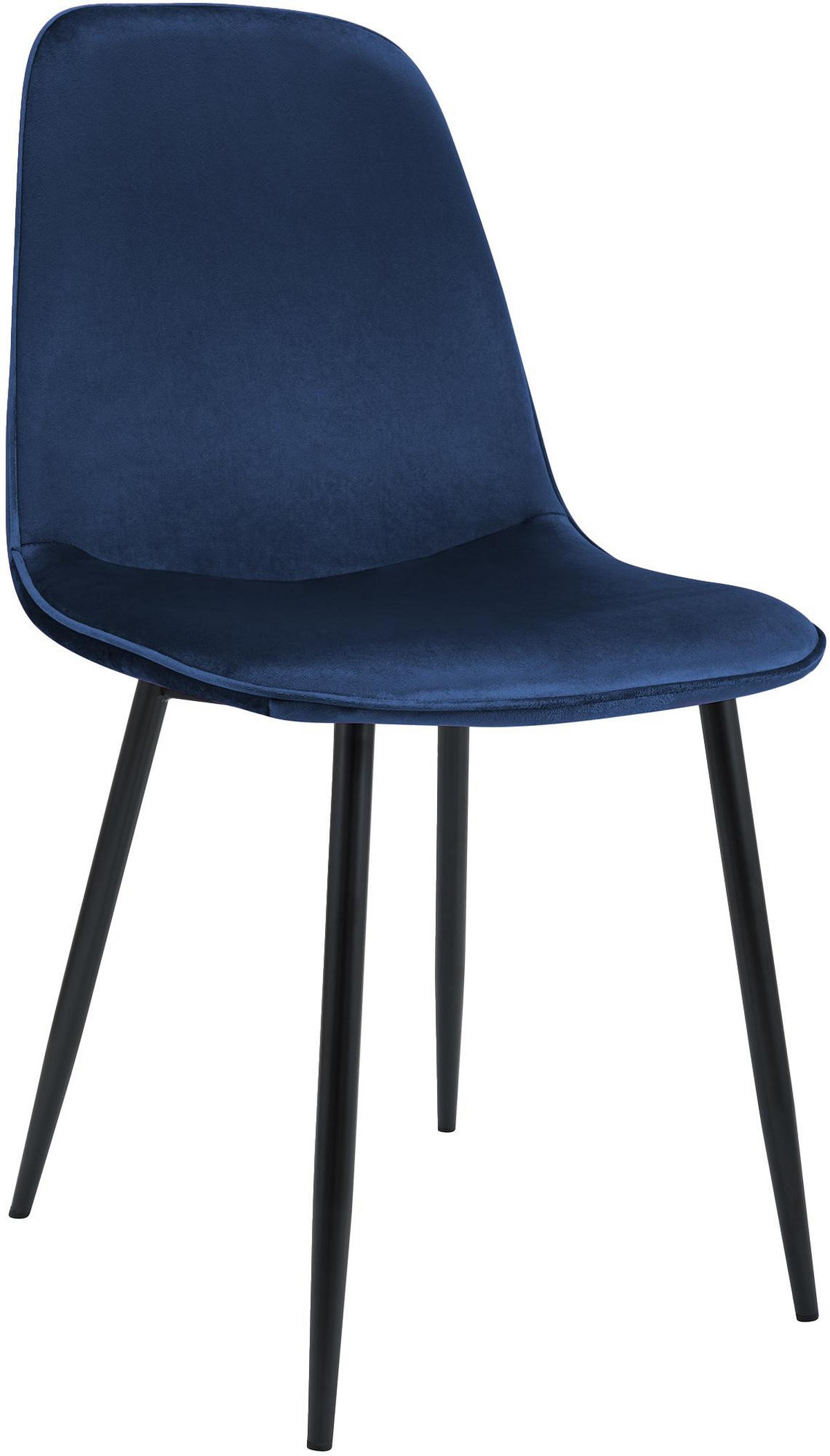 ESSZIMMERSTUHL Samt Dunkelblau - Schwarz/Dunkelblau, Textil/Metall (45/88/54cm) - CLP