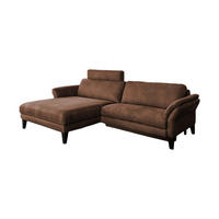 ECKSOFA MALTA Braun Webstoff - Dunkelbraun/Schwarz, Buchenholz/Textil (302/175cm) - KAWOLA