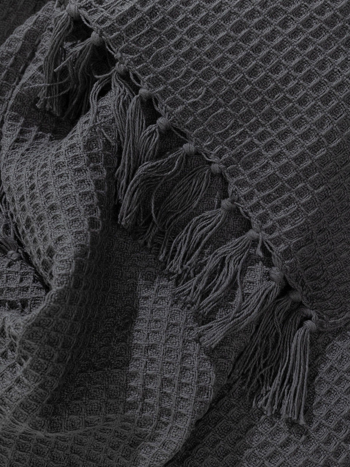 BAUMWOLLDECKE Amalia Dunkelgrau 125x150 cm - Dunkelgrau, Textil (125/150cm) - benuta Pure