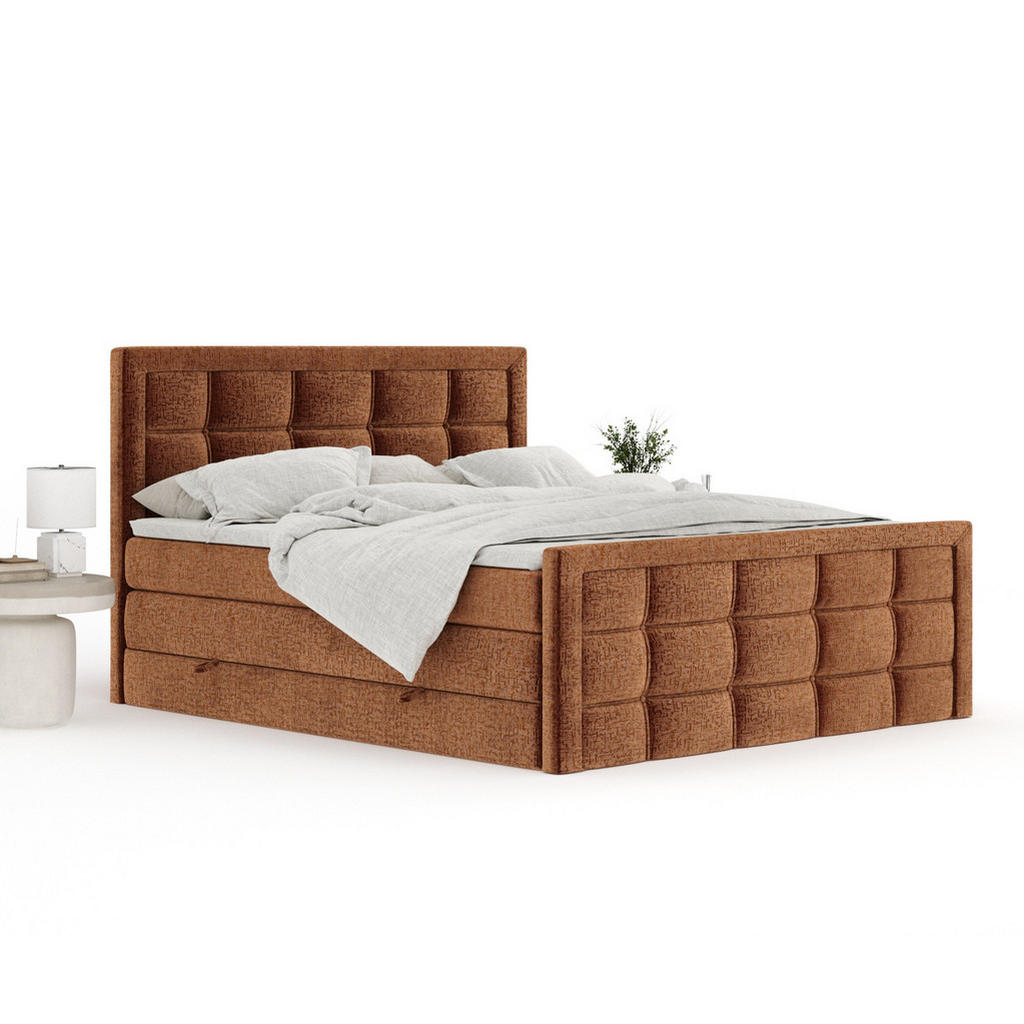 Thumbnail - Maison de Reve Boxspringbett, Kupfer, Textil, Buche, Kiefer, H3 + H4, 7-Zonen, Höhe ca. 40 cm, 160x200 cm, Handmade in E...