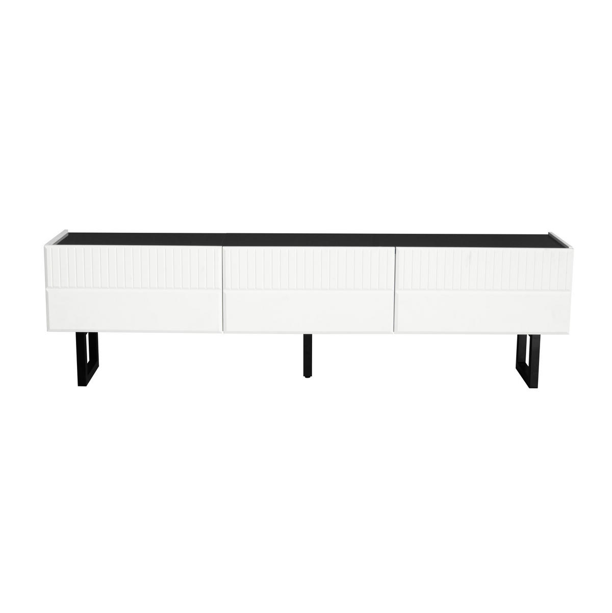 COUCHTISCH- und TV-Möbel-Set aus MDF und Holzwerkstoff 170x35x47 / 110x50,5x41 cm Schwarz/Weiß mit Stauraum und Hochglanzplatte - Schwarz, Holzwerkstoff (170/47/35cm) - Modfu