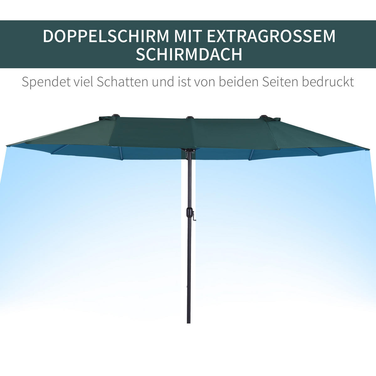 SONNENSCHIRM, Gartenschirm, Marktschirm, Doppelsonnenschirm, Terrassenschirm, Dunkelgrün, Oval - Dunkelgrün, Metall (270/460cm) - Outsunny