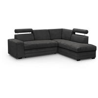 ECKSCHLAFSOFA Roma schwarz rechts - Schwarz, Textil (250/205cm) - Beautysofa