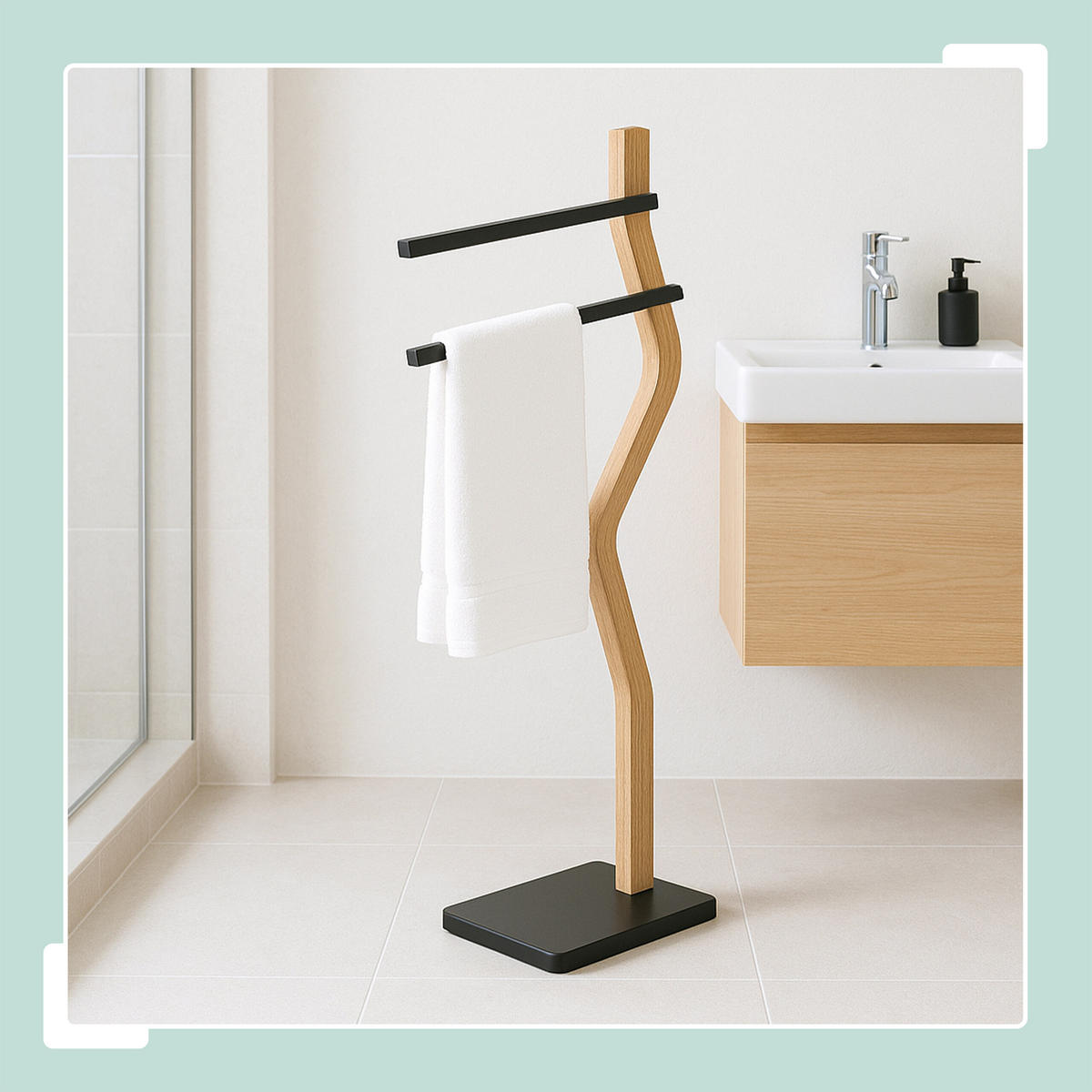 HANDTUCHSTÄNDER - Multicolor, Holz/Kunststoff (37/86/18cm) - Relaxdays