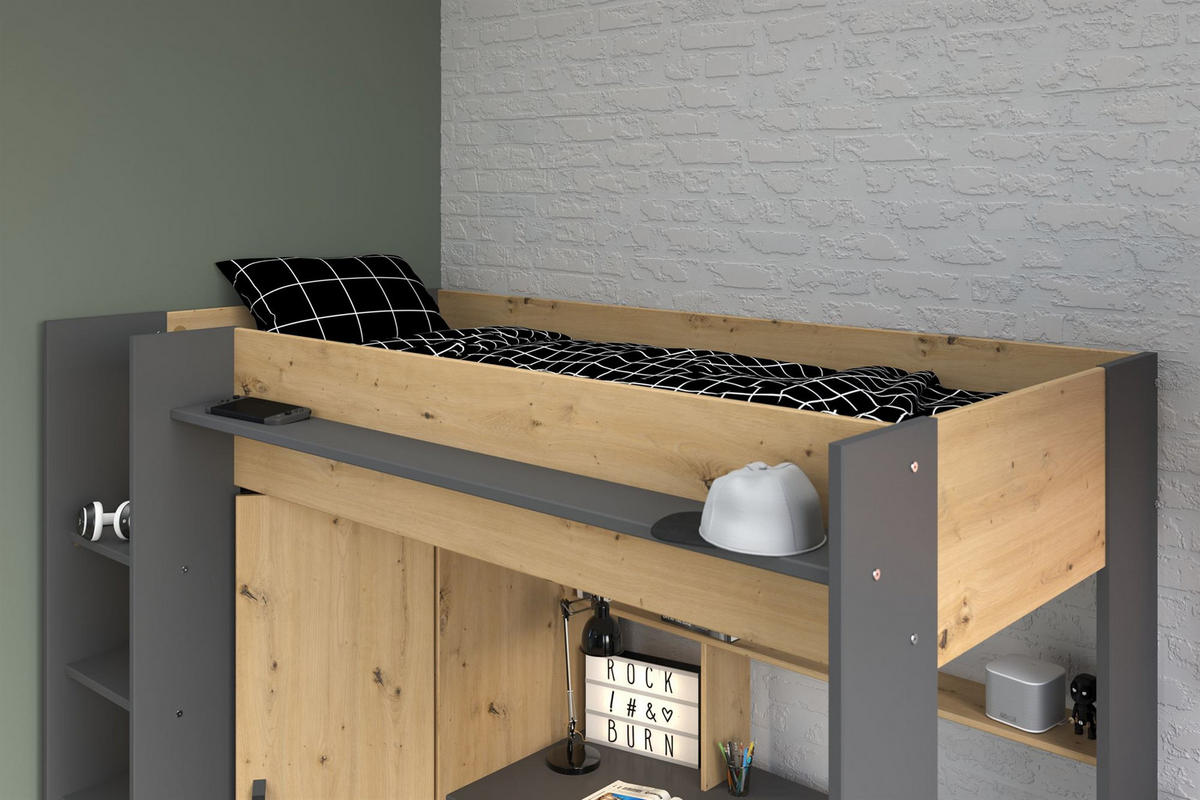HOCHBETT Parisot Heavy 1-tlg. Holznachbildung Eiche Artisan/Schwarz - Eiche Artisan/Grau, Kunststoff - 58aufmkessel