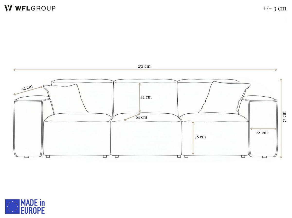 GARTENSOFA Lorento Outdoor 3-Sitzer, Dunkelgrau Kunstleder 251/73/92 cm - Dunkelgrau, Textil (251/73/92cm) - WFL GROUP