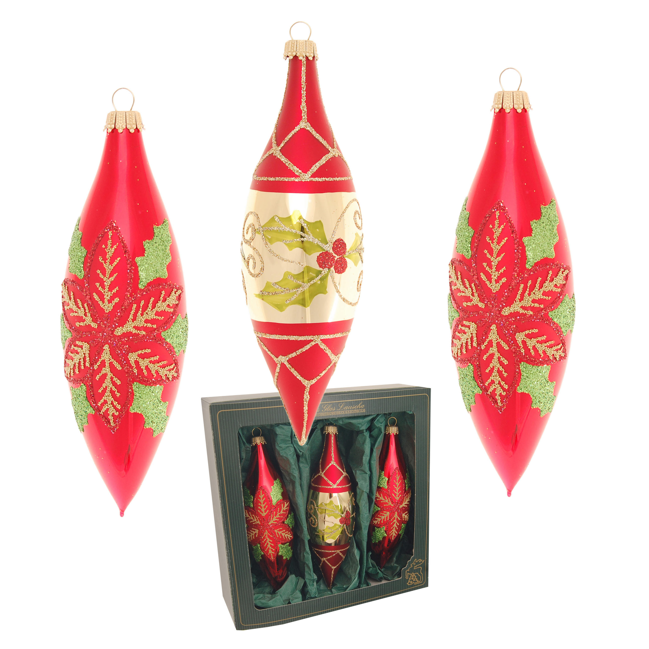 Krebs Glas Lauscha Christbaumschmuck Rot 5x14x5 cm