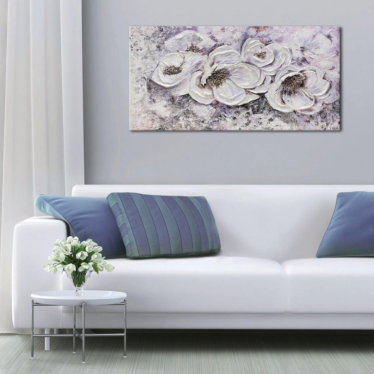 GEMÄLDE Lieblingsblumen auf Keilrahmen 120x60 cm - Beige, Holz (120/60cm) - YS-art gallery