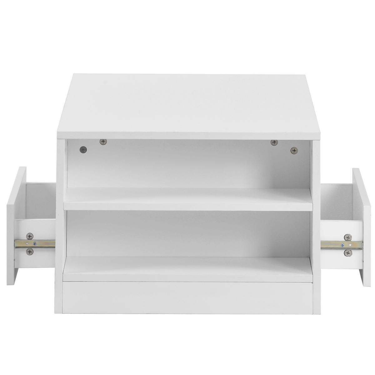 COUCHTISCH 95/53/37 cm mit 2 Schubladen, 2 Fächern und LED-Beleuchtung in Hochglanz, Weiß - Weiß, Holzwerkstoff (95/53/37cm) - Redom