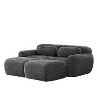 SOFA 204/179/73 cm in Grau aus Plüsch, modular und montagefrei - Grau, Textil (179/73/204cm) - Flora Grace