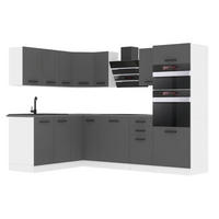 KÜCHE L-Form MELANIE, mit Arbeitsplatten, Silber matt - Dunkelgrau, Holz (360/204/60cm) - B BELINI GROUP