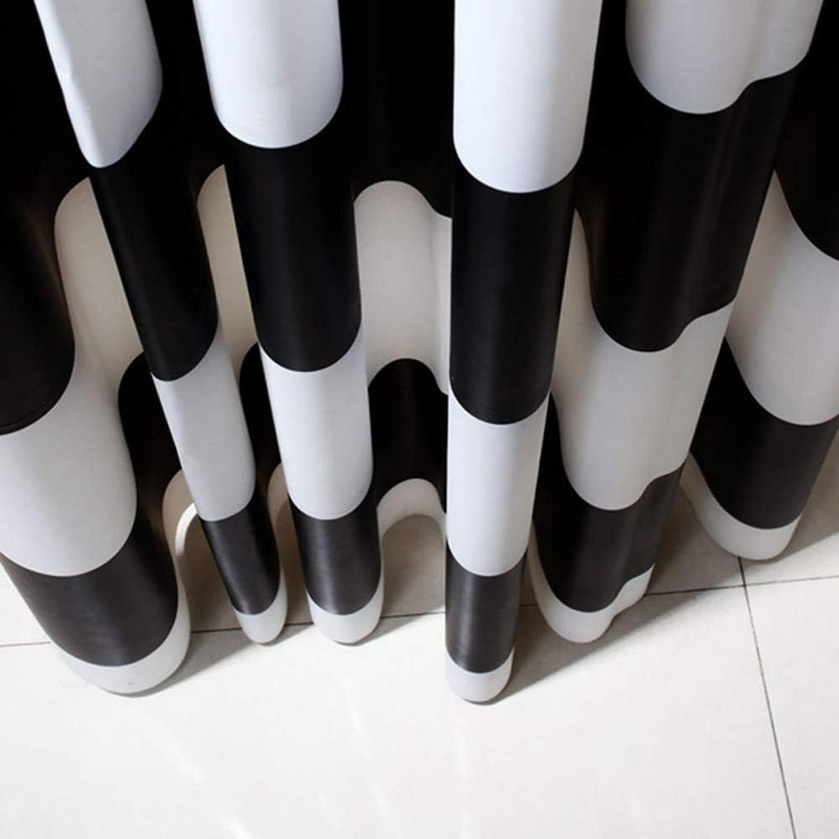 DUSCHVORHANG Weiß und Schwarz 180 x 200 cm Streifen Polyester wasserdicht schimmelresistent Badezimmer - Schwarz, Textil (180/200cm) - MCBOSON