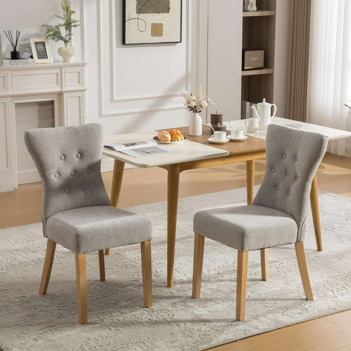 STUHL-SET DE-36879 2 Stück mit Massivholzbeinen Grau - Grau, Holzwerkstoff (45/92/62.5cm) - ComfortXL