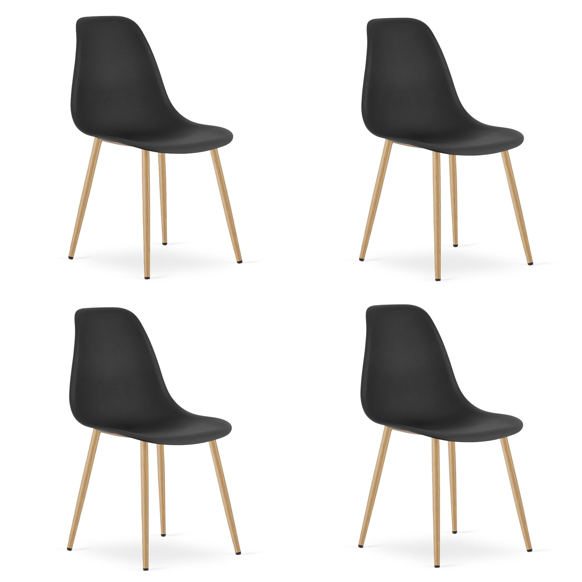 ESSZIMMERSTUHL 4-er Set KALEO schwarzer Sitz, natürliche Beine - Schwarz/Naturfarben, Kunststoff (46/84/51cm) - Valora