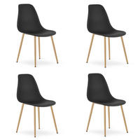 ESSZIMMERSTUHL 4-er Set KALEO schwarzer Sitz, natürliche Beine - Schwarz/Naturfarben, Kunststoff (46/84/51cm) - Valora