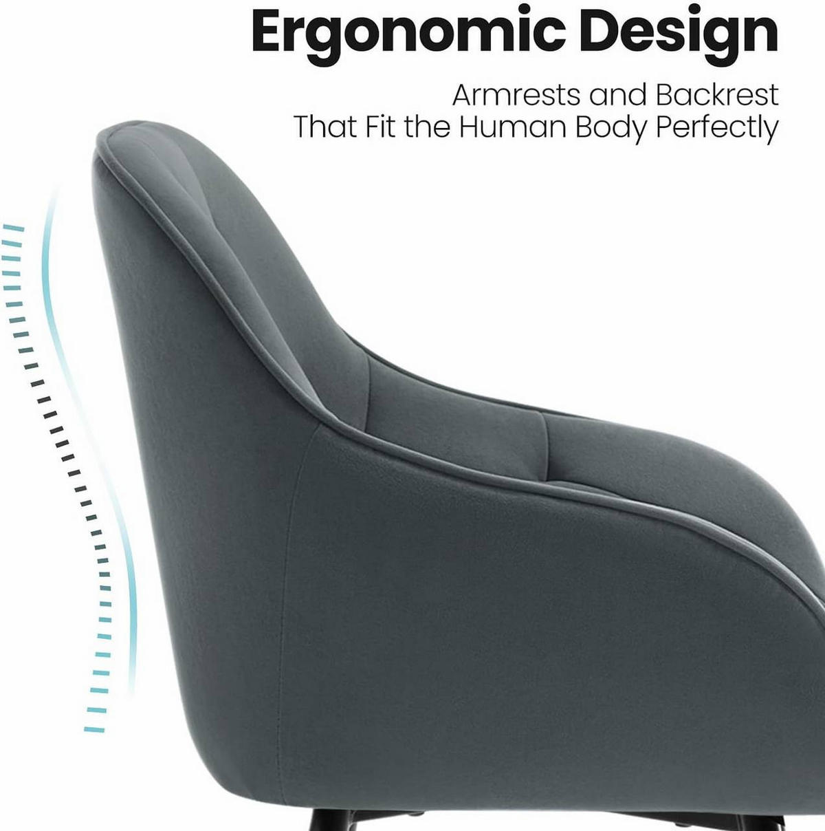 ESSZIMMERSTUHL ergonomisch, aus Samt, Dunkelgrau - Dunkelgrau/Schwarz, Kunststoff/Textil (56/83.5/53cm) - Woltu