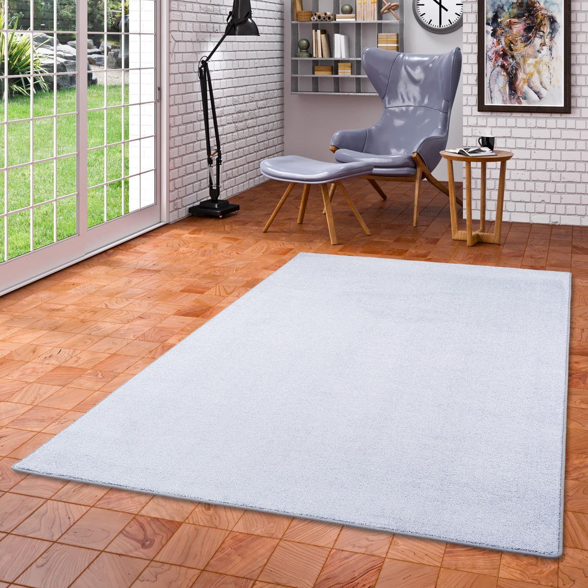 LUXUS SOFT VELOURS TEPPICH SHINE - Silberfarben, Textil (100/100cm) - Snapstyle
