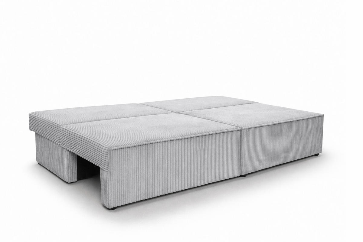 SOFA Mit Schlaffunktion Und Bettkasten, Cordstoff Poso, Grün, BEST MINI - Hellgrau, Holz (200/83/98cm) - Kaiser Möbel