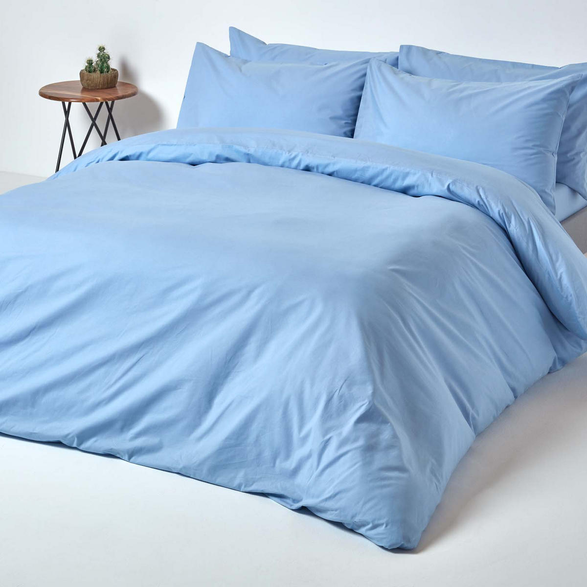 BETTLAKEN ohne Gummizug, Ägyptische Baumwolle, Fadendichte 200 - Blau, Textil (178/255cm) - Homescapes
