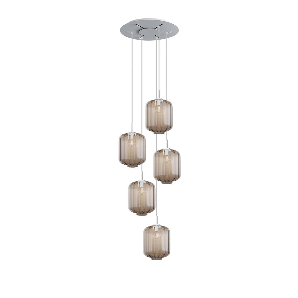 GALERIELEUCHTE Velo 5-flammig Klar Ø 25cm - Klar/Weiß, Glas (25/25/27cm) - s.luce