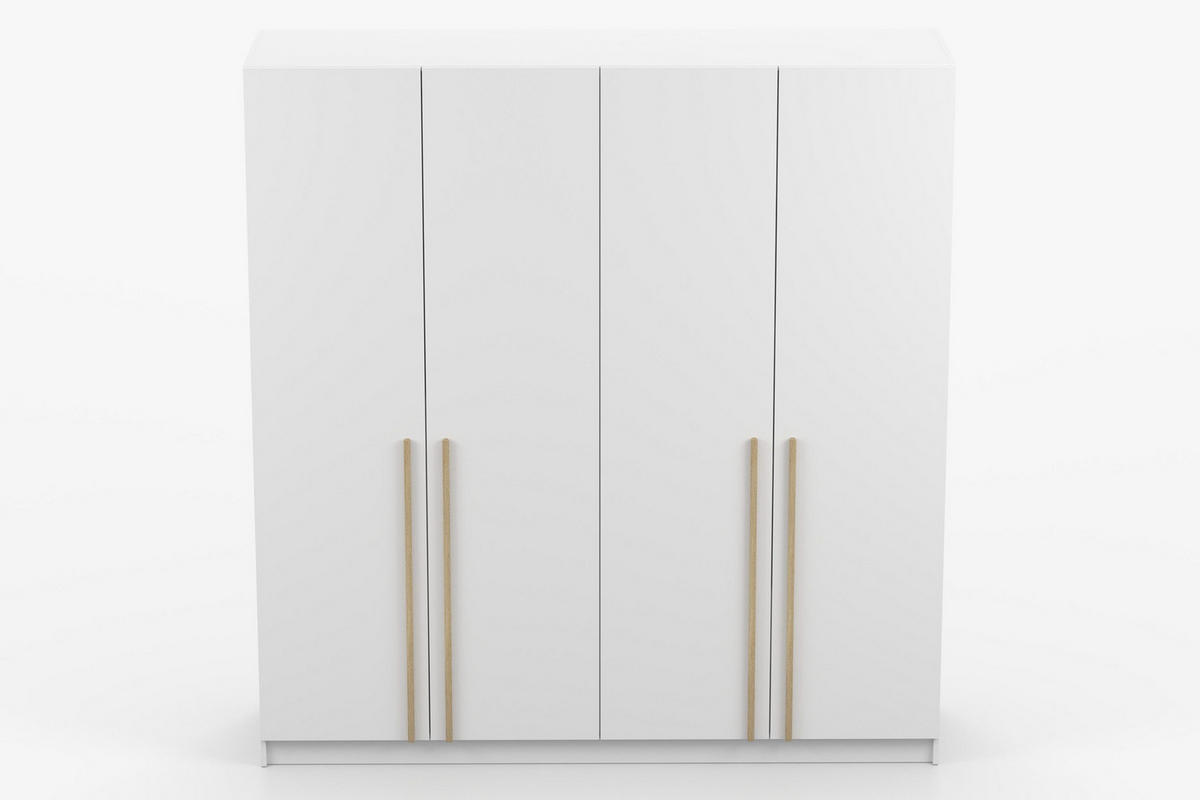 KLEIDERSCHRANK SAVI 4D 200/210/57 cm in Weiß - Weiß, Holzwerkstoff (200/210/57cm) - Deine Möbel 24