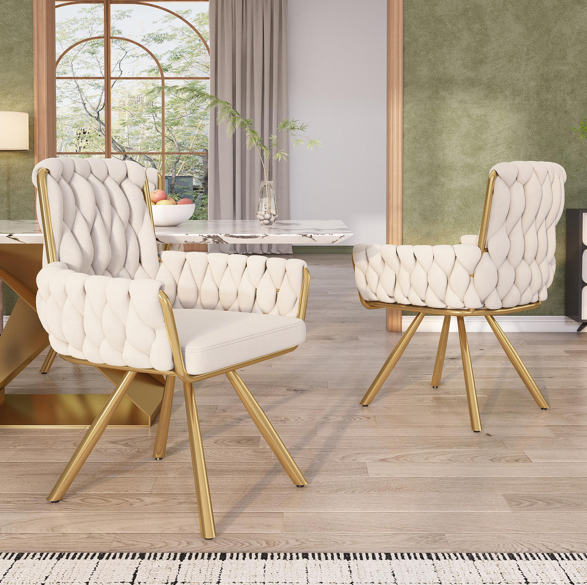 ESSZIMMERSTUHL 6er-Set drehbar mit Armlehnen Samt Beige - Beige, Metall (50/87/50.2cm) - Meubliv