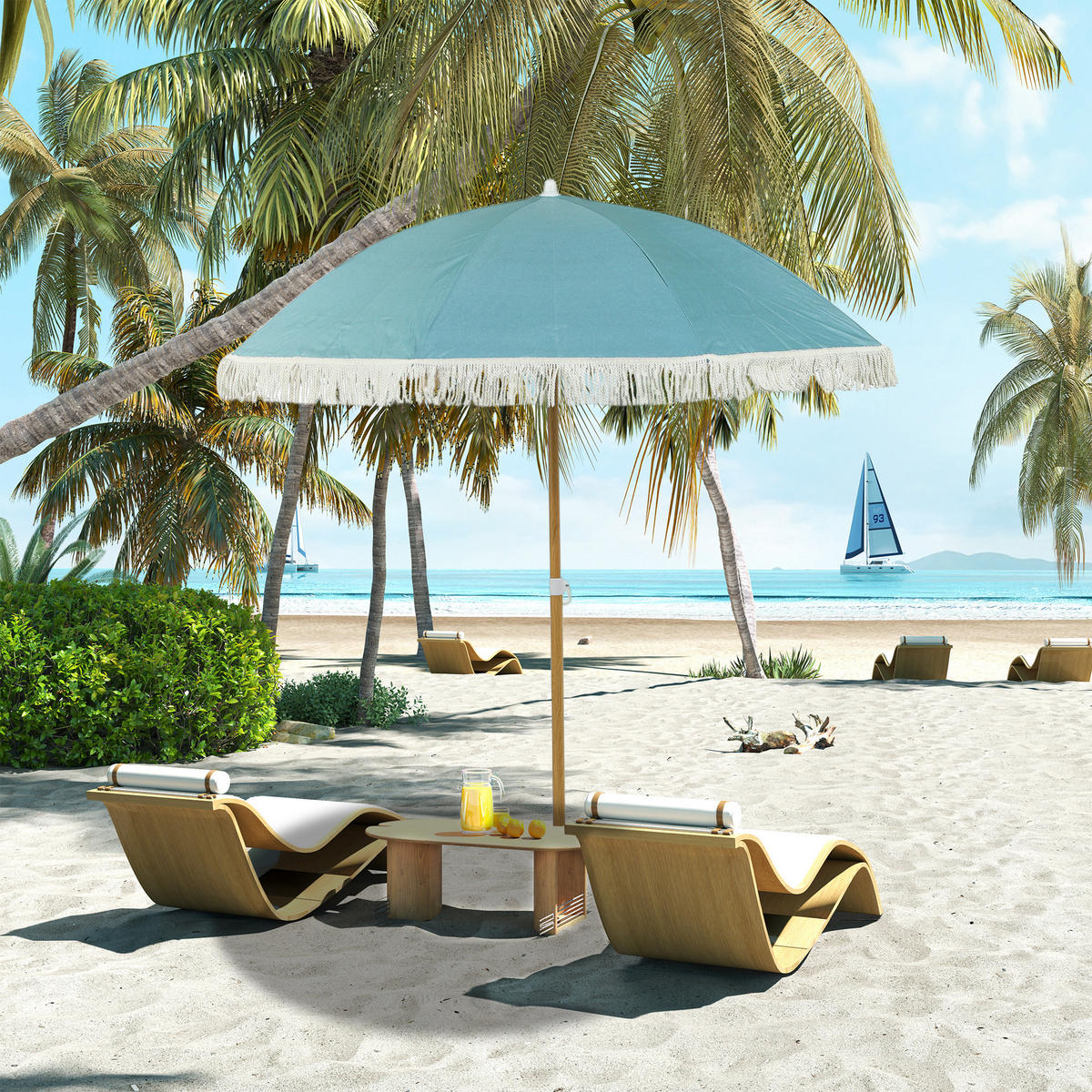 STRANDSCHIRM Hellblau Ø 172 cm - Hellblau, Textil (172/172cm) - PANGIVO