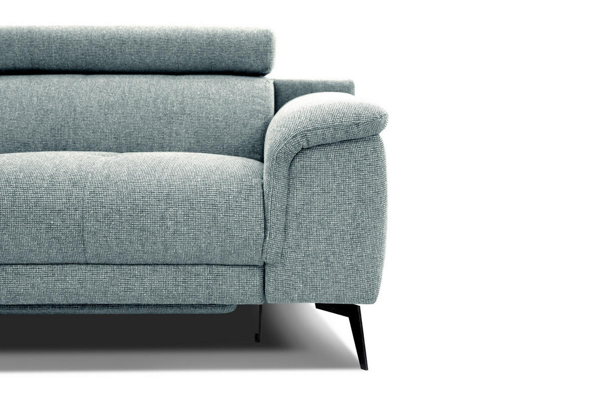 RELAXSOFA FIERO 3-Sitzer mit 1 Relaxfunktion, mintgrün - Schwarz/Mintgrün, Holzwerkstoff/Textil (212/82/103cm) - Courtois Laville