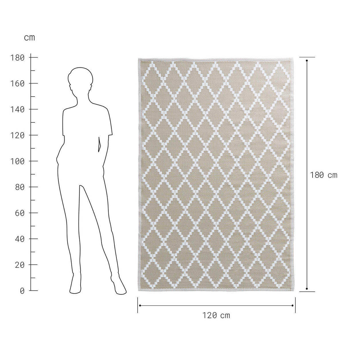 IN-/OUTDOORTEPPICH Colour Clash - Beige, Kunststoff (118/180cm) - Butlers