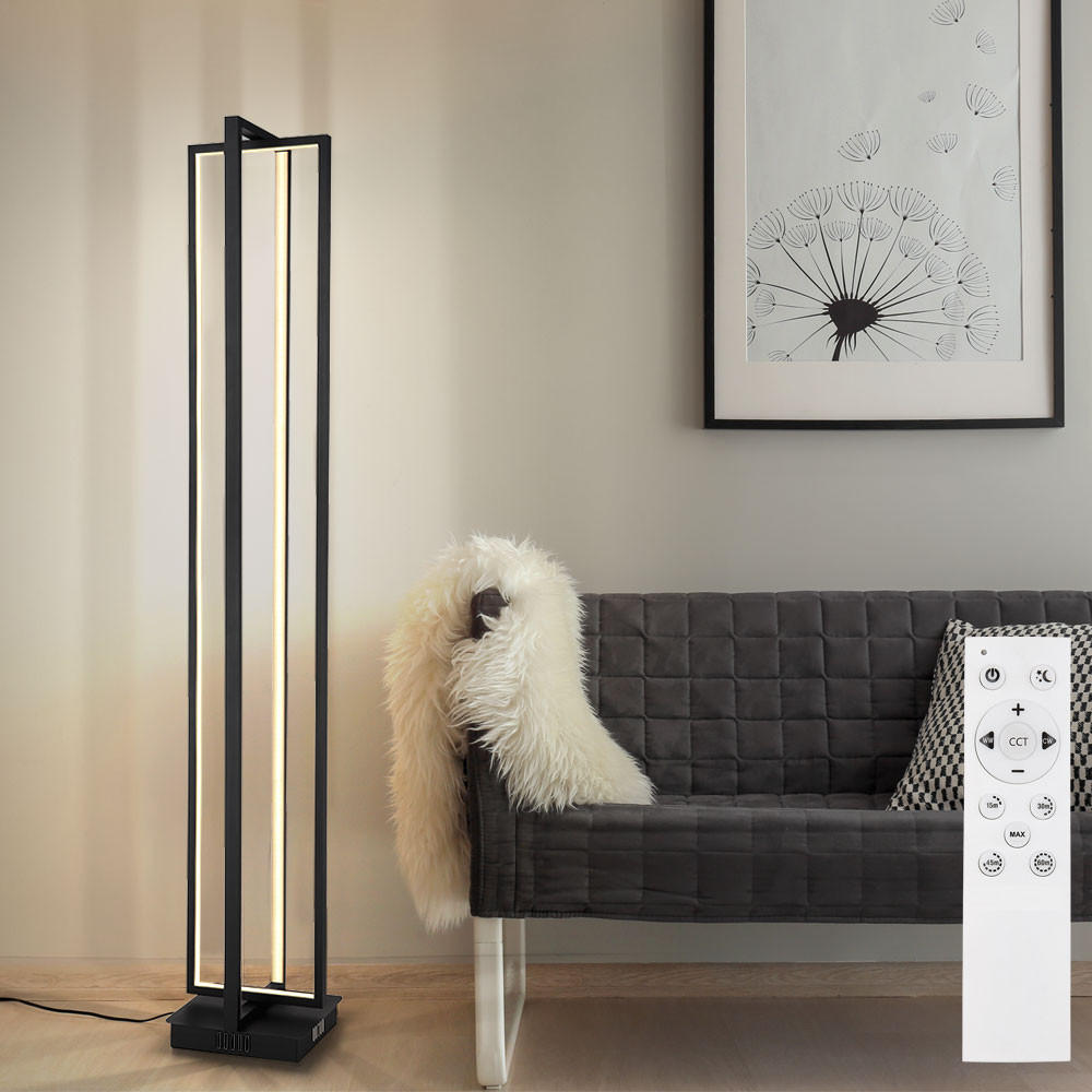LED STEHLEUCHTE Metall Schwarz Opal - Schwarz, Metall (20/20/123cm) - Globo Lighting