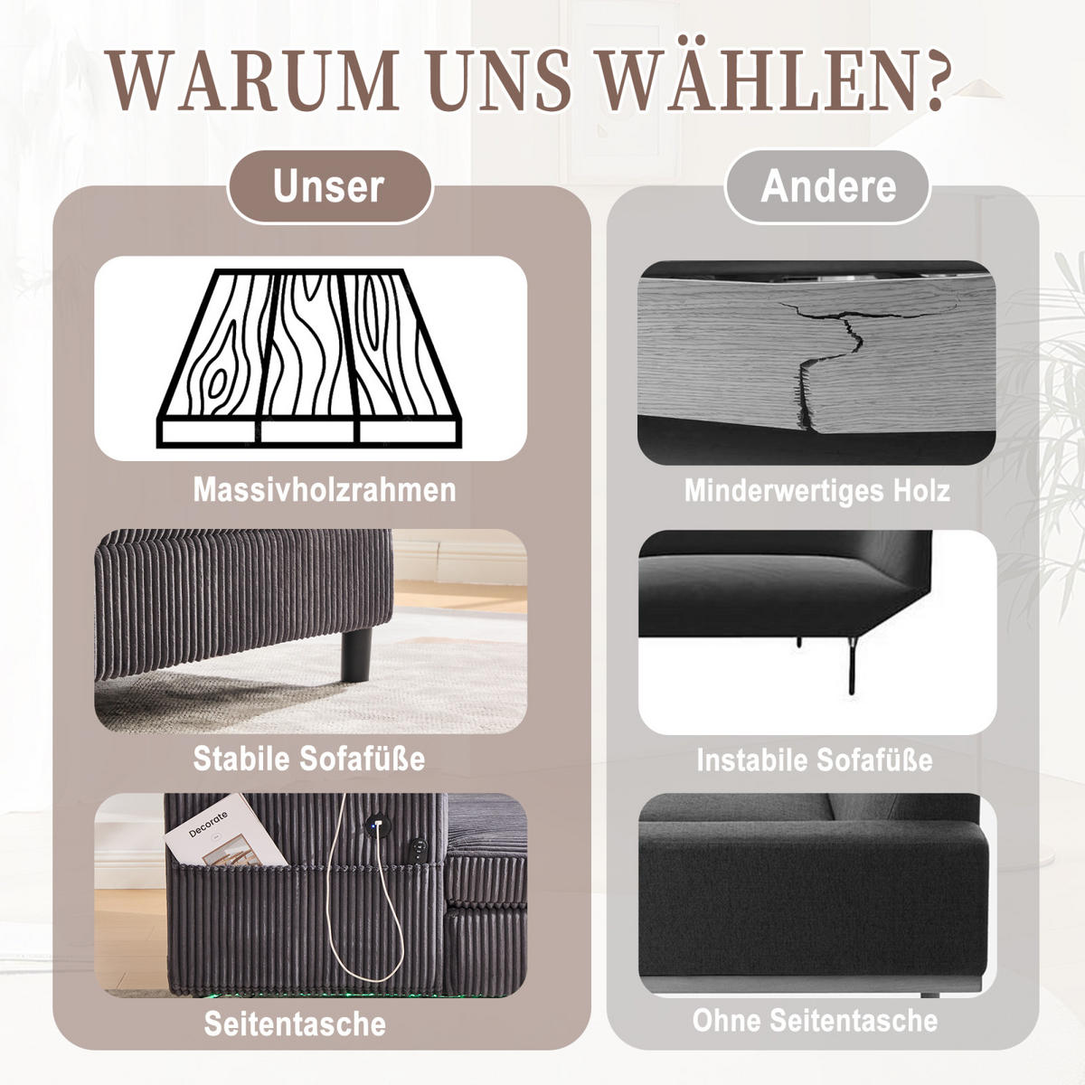 SCHLAFSOFA,SCHLAFCOUCH Grau, Cordbezug mit Beleuchtung&USB und Getränkehalter - Grau, Textil (142/85/128cm) - PARAFTA HOME