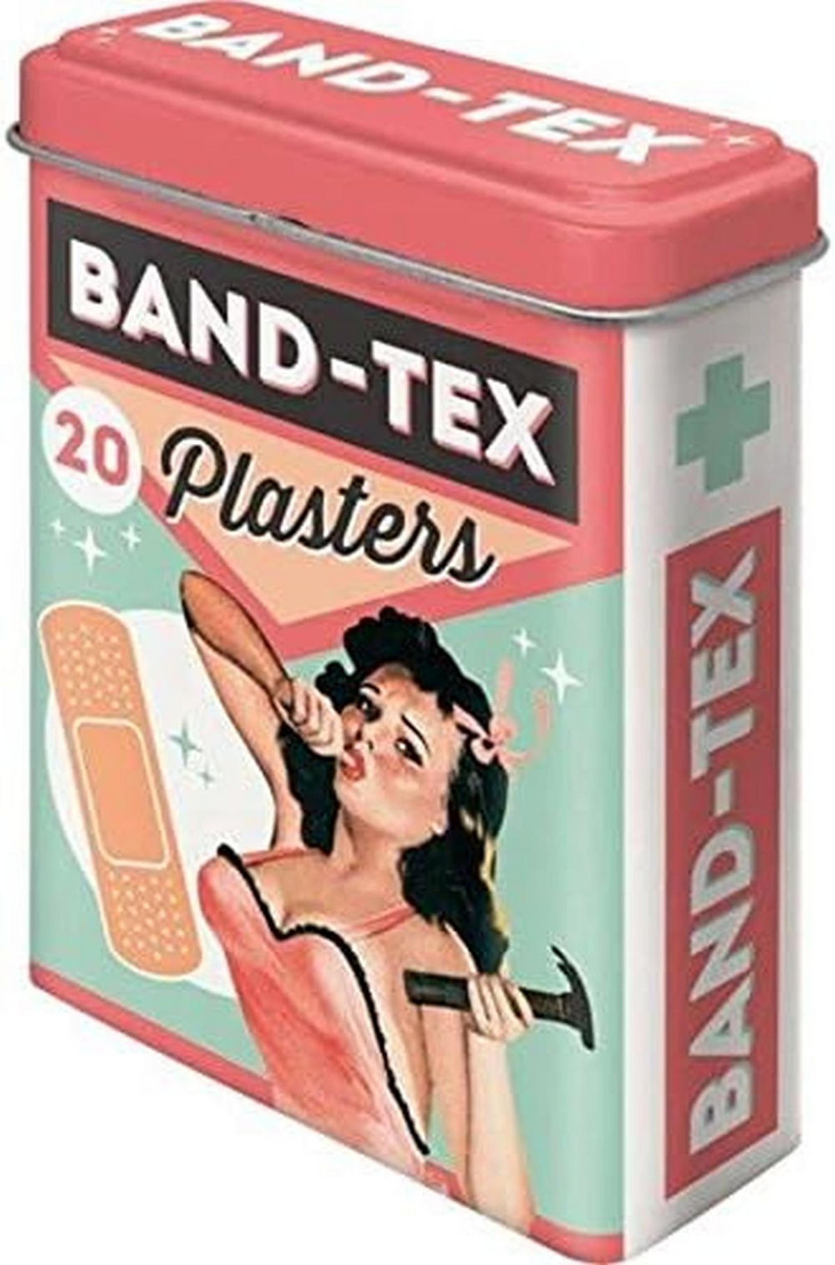 PFLASTERDOSE Say it 50's Band Tex Plasters - Rosa, Metall (7/10/2.6cm) - Nostalgic-Art