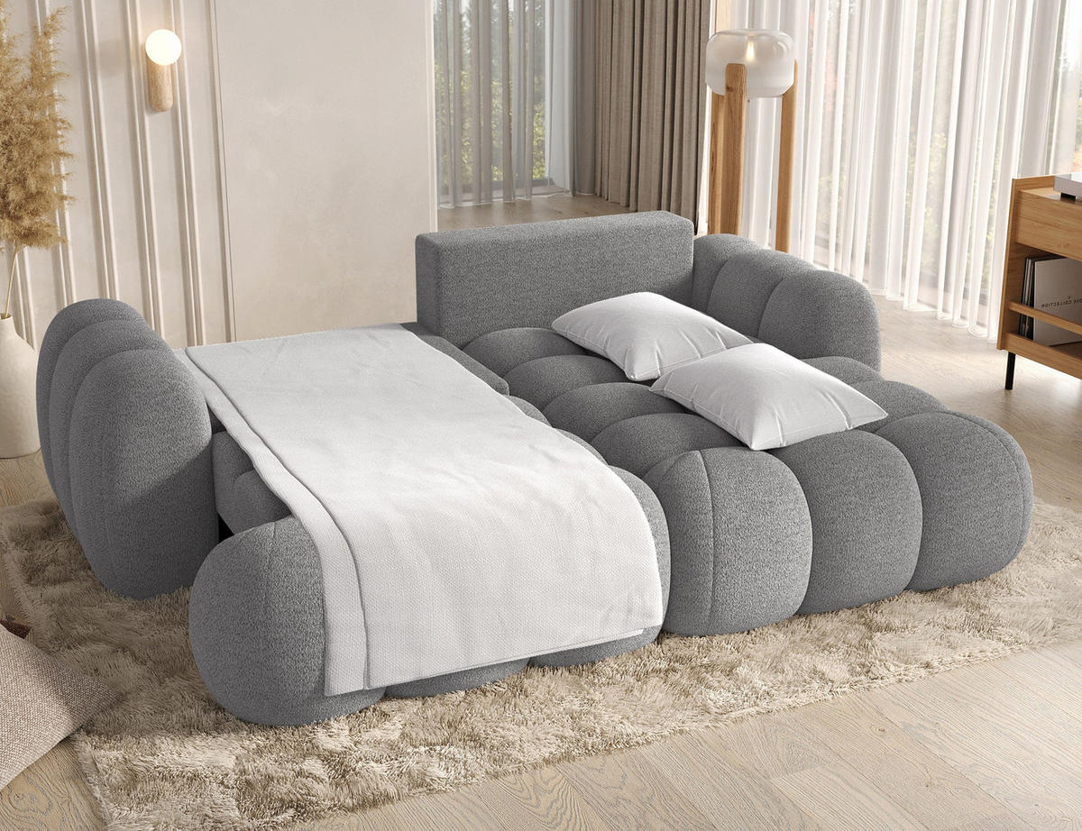 ECKSOFA COVELION L-Form – Schlaffunktion, Bettkasten, Wellenfederung, HR-Kaltschaum, inkl. Kissen, moderner Wohnkomfort - Anthrazit, Kunststoff (167/260cm) - Wohnideebilder