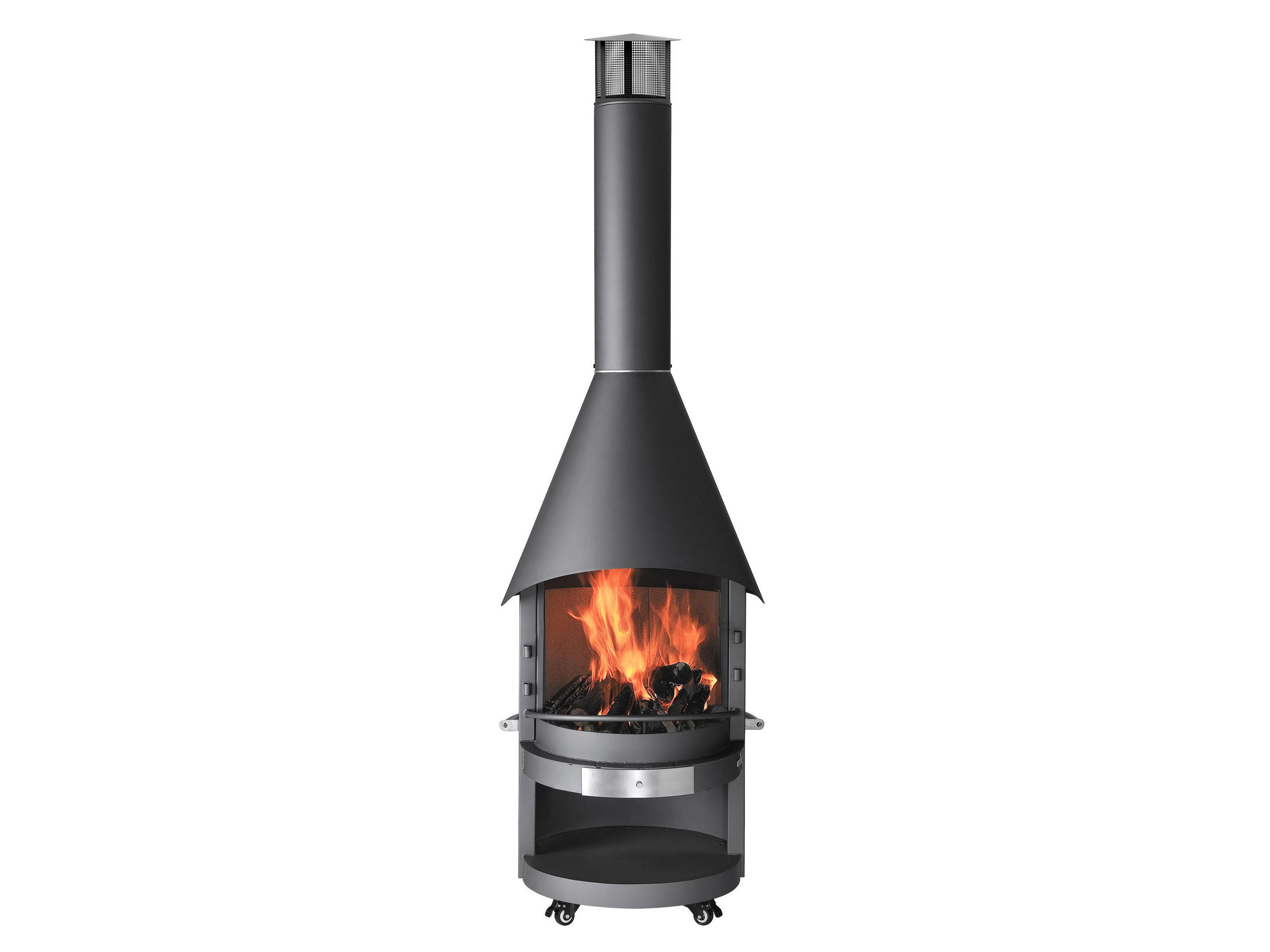 GARTENKAMIN Fuego 70 Stahl fahrbar - Schwarz, Kunststoff (76/126/72cm)