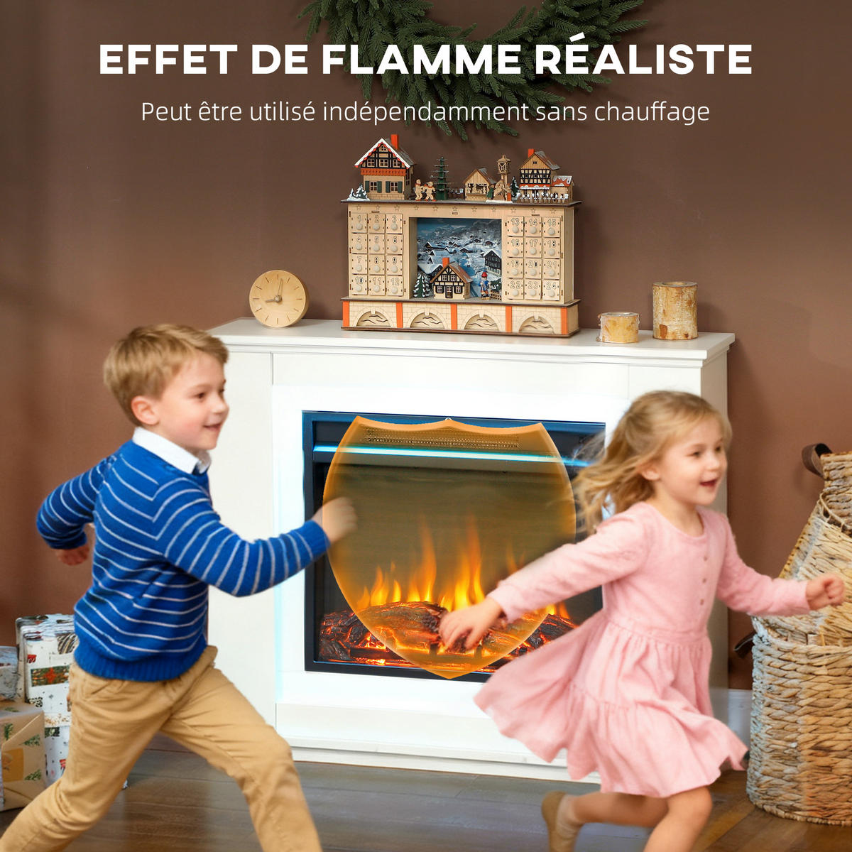 ELEKTROKAMIN DE-17066 12 Farben & 5 Helligkeiten 1000/2000W Weiß - Weiß, Holzwerkstoff (98/80/25cm) - ComfortXL